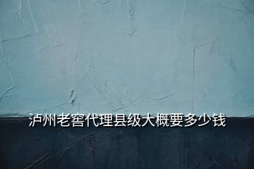 泸州老窖代理县级大概要多少钱