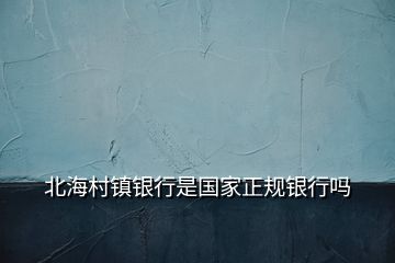 北海村镇银行是国家正规银行吗