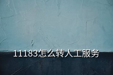 11183怎么转人工服务