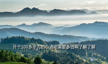 开个100多平方的小酒吧需要多钱啊了解了解