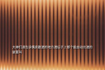 大神们请告诉偶卖散酒的地方酒坛子上那个能自动出酒的装置叫