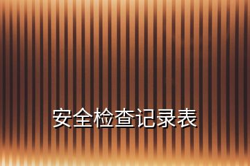 安全检查记录表