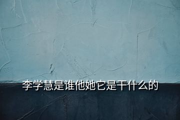 李学慧是谁他她它是干什么的