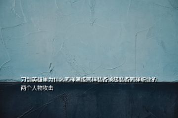 刀剑英雄里为什么同样满级同样装备顶级装备同样职业的两个人物攻击