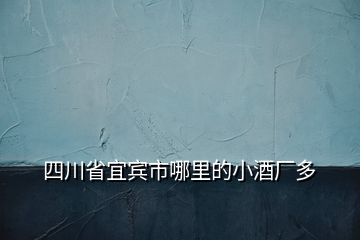 四川省宜宾市哪里的小酒厂多