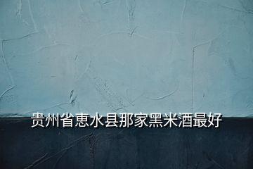 贵州省恵水县那家黑米酒最好