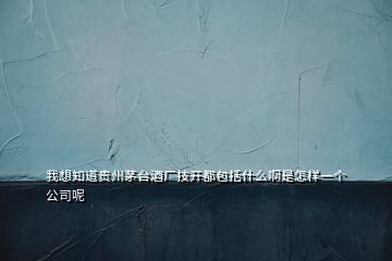 我想知道贵州茅台酒厂技开都包括什么啊是怎样一个公司呢