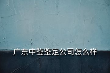 广东中鉴鉴定公司怎么样