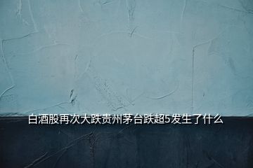 白酒股再次大跌贵州茅台跌超5发生了什么