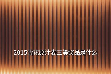 2015雪花原汁麦三等奖品是什么