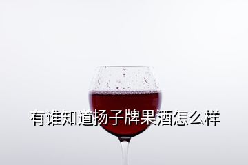 有谁知道扬子牌果酒怎么样