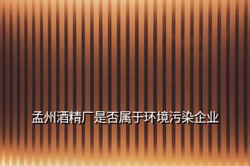 孟州酒精厂是否属于环境污染企业