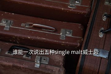 谁能一次说出五种single malt威士忌