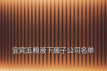 宜宾五粮液下属子公司名单