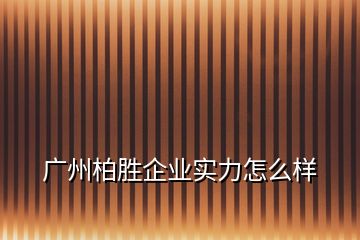 广州柏胜企业实力怎么样