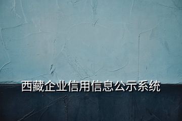 西藏企业信用信息公示系统