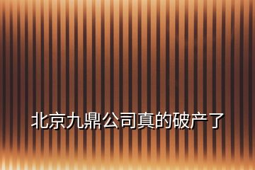 北京九鼎公司真的破产了