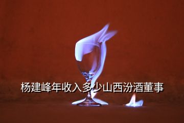 杨建峰年收入多少山西汾酒董事