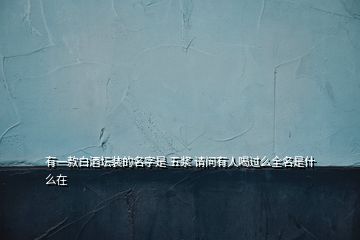 有一款白酒坛装的名字是 五浆 请问有人喝过么全名是什么在