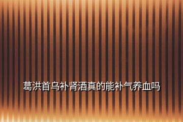 葛洪首乌补肾酒真的能补气养血吗