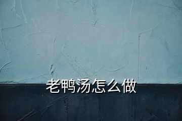 老鸭汤怎么做