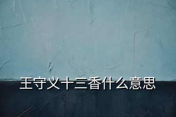 王守义十三香什么意思