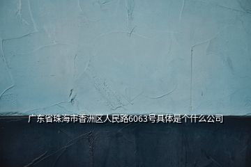 广东省珠海市香洲区人民路6063号具体是个什么公司