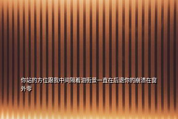 你站的方位跟我中间隔着泪街景一直在后退你的崩溃在窗外零